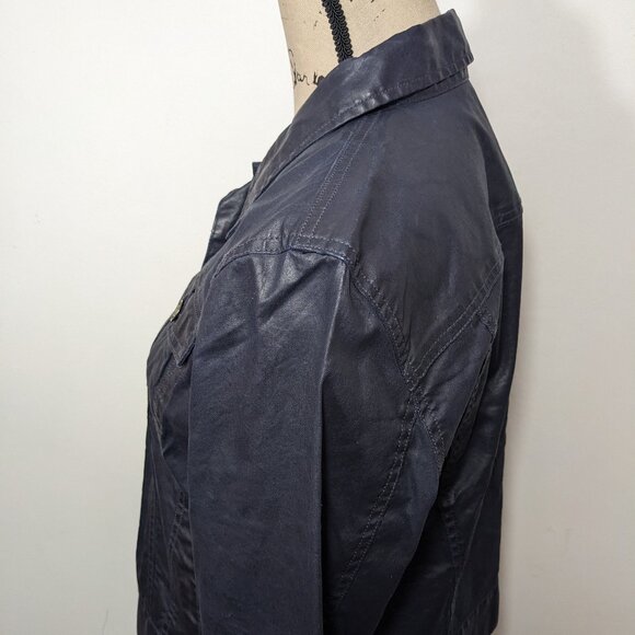 Lauren Ralph Lauren Navy Blue Faux Leather Coated Jacket Women's L / XL? - Picture 5 of 10